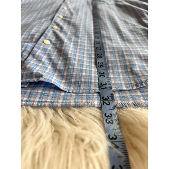 Peter Millar Men's Plaid Long Sleeve Button-Down Dress Shirt Blue White Size 2XL - Picture 10 of 10